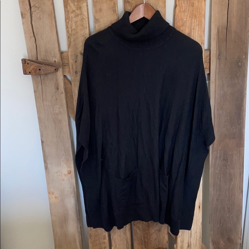 Michael Kors Black Turtle Neck Poncho
